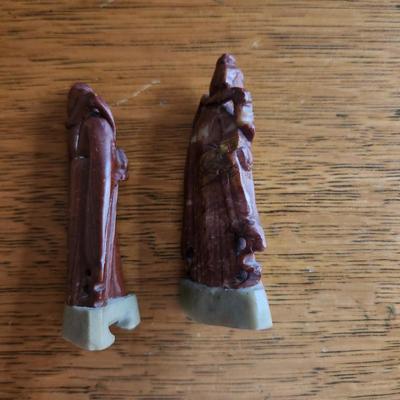 Pair of Soapstone Hand-Carved Statuettes
