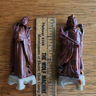 Pair of Soapstone Hand-Carved Statuettes