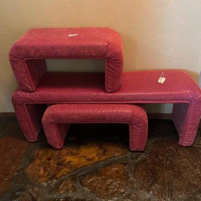 Three footstools & Mirror