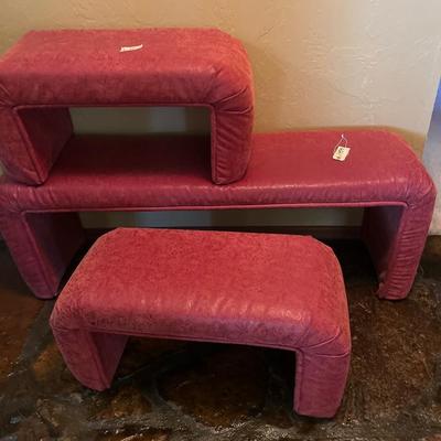Three footstools & Mirror