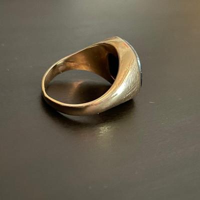 Vintage Hermatite Intaglio Solid Gold Ring