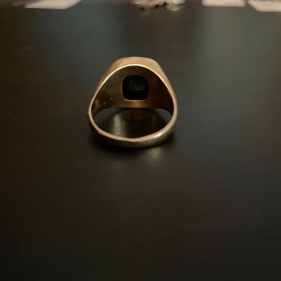 Vintage Hermatite Intaglio Solid Gold Ring