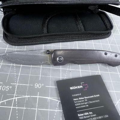 BOKER Damascus Folding Knife 