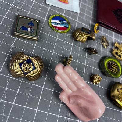 Boy Scout ITEMS; Sticker, Wallet, Pin Merit Badge. 