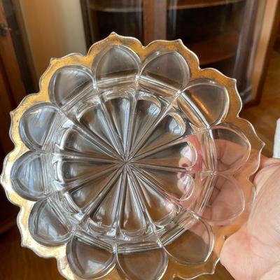 Domed gold trim butter dish