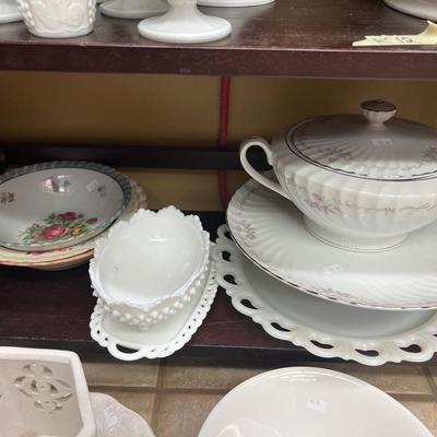 Milk glass and other items