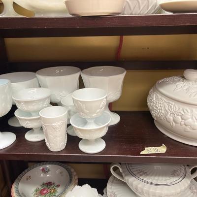 Milk glass and other items