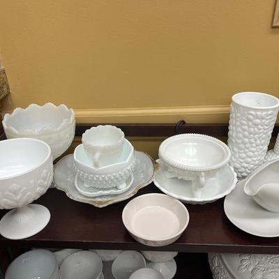 Milk glass and other items