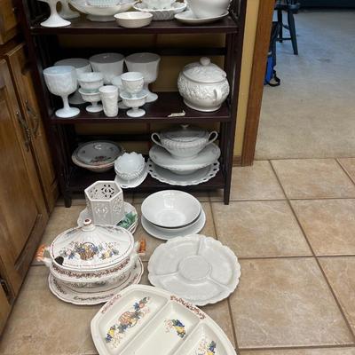 Milk glass and other items