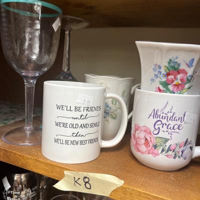 Glass and coffee mugs