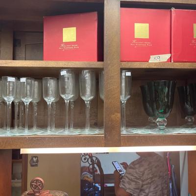 Champagne glasses and holiday gem glasses