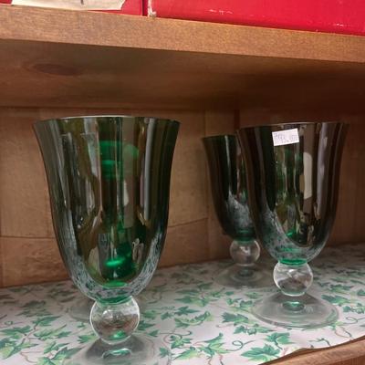Champagne glasses and holiday gem glasses