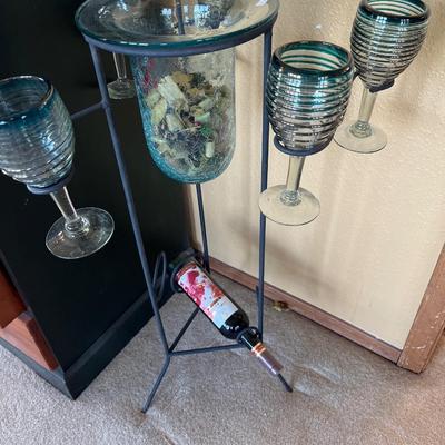 Original Art, Wine & Glass Holder, Floral