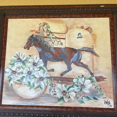 Original Art, Wine & Glass Holder, Floral