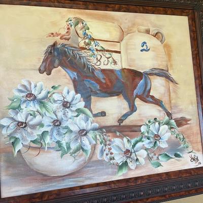 Original Art, Wine & Glass Holder, Floral