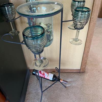 Original Art, Wine & Glass Holder, Floral