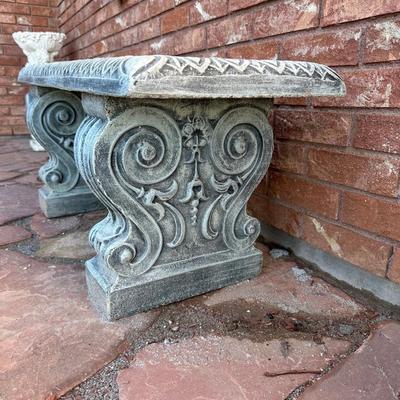 3 PIECE CHERUB CONCRETE GARDEN BENCH