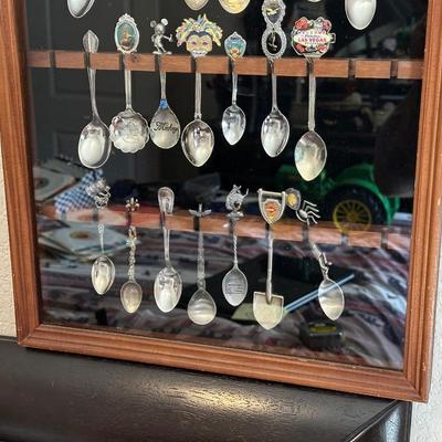 SOUVENIR SPOON COLLECTION IN DISPLAY CASE
