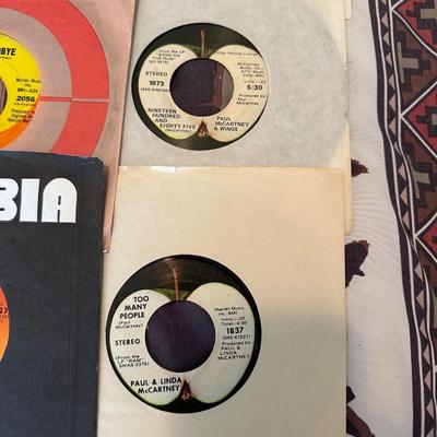 THE BEATLES TOGETHER AND ON THEIR OWN VINYL 45's