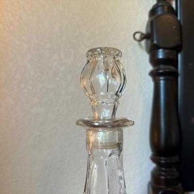 2 GLASS DECANTERS W/COLORED WATER