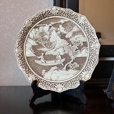 DETAILED IVORY DYNASTY PLATE, BAODING BALLS AND GERMAN BELL