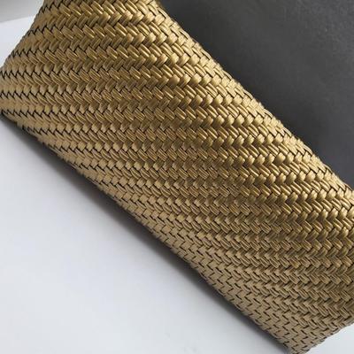 Vintage Plastic Weaved Bag Wood Handles Spain