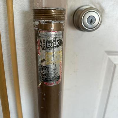 BIBBED RAIN PANTS, FISHING POLES, POLE HOLDER AND TUBE