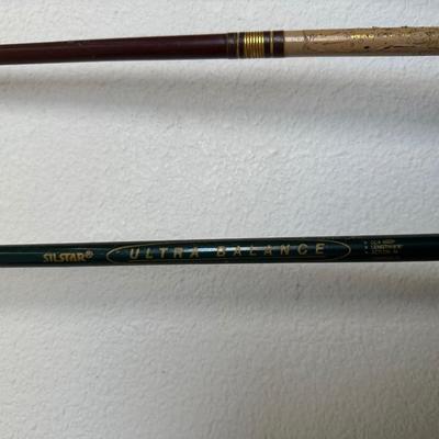 BIBBED RAIN PANTS, FISHING POLES, POLE HOLDER AND TUBE
