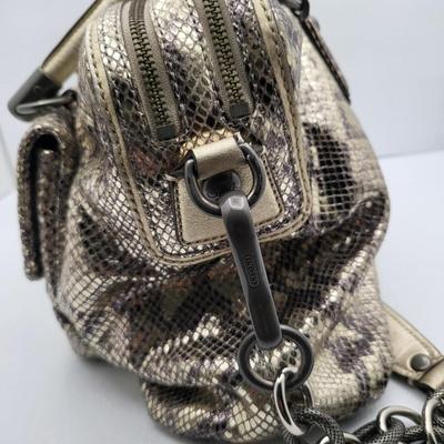 Metallic Python Snakeskin Print COACH Handbag