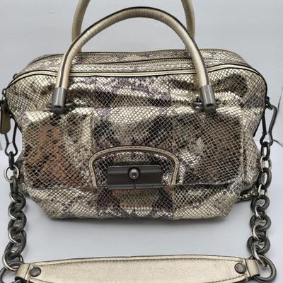Metallic Python Snakeskin Print COACH Handbag