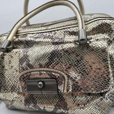 Metallic Python Snakeskin Print COACH Handbag