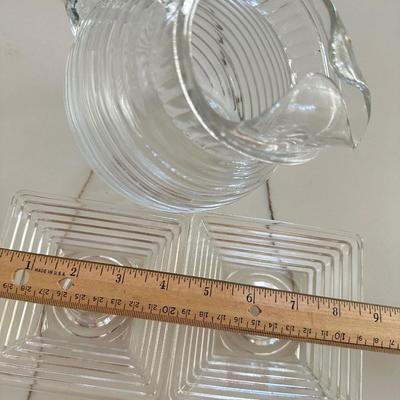 Manhattan Glass Small Pitcher and set of 2 Candle Sticks