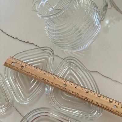 Manhattan Glass Small Pitcher and 5 triangle dishes