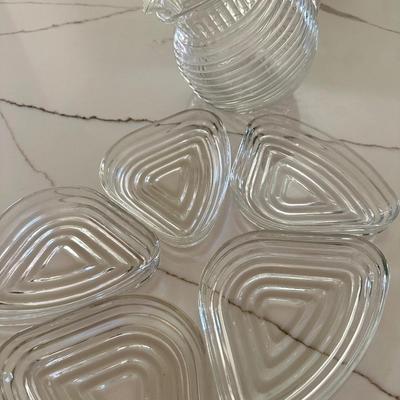 Manhattan Glass Small Pitcher and 5 triangle dishes