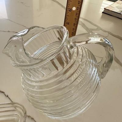 Manhattan Glass Small Pitcher and 5 triangle dishes