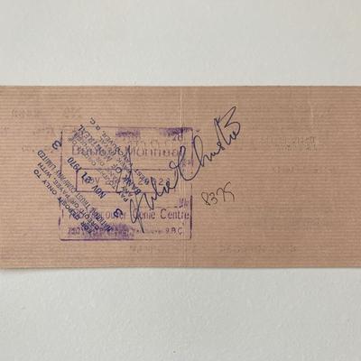 Julie Christie signed check