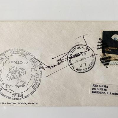 Apollo 12 Manned Spacecraft Recovery Force Atlantic TF-140 NORFOLK 1969 First Day Cover signed by Allen Bean