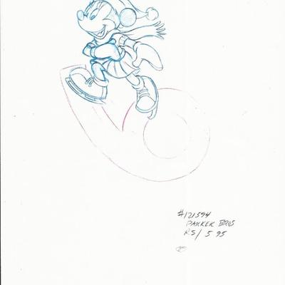 Disney Minnie Mouse original hand drawn art for Parker Bros. Hasbro Crazy 8's card game