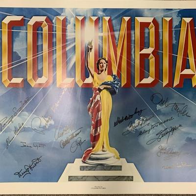 Lone Ranger Clayton Moore and friends signed Columbia Pictures poster