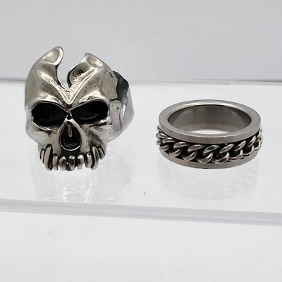 Stainless Steel Biker Rings - Skull, Spinner