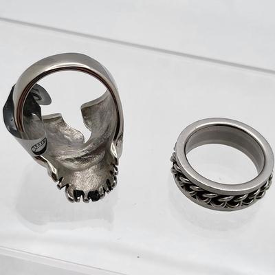 Stainless Steel Biker Rings - Skull, Spinner