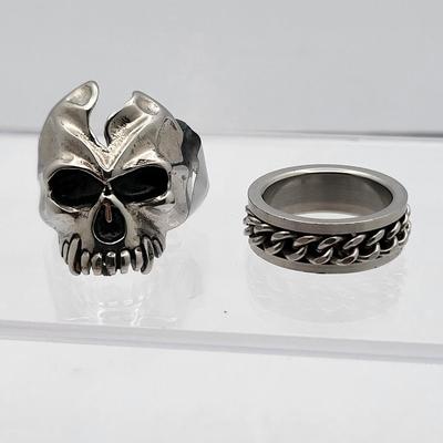 Stainless Steel Biker Rings - Skull, Spinner