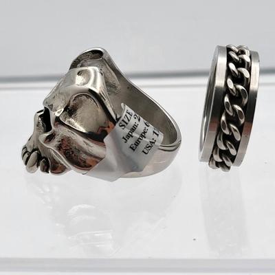 Stainless Steel Biker Rings - Skull, Spinner