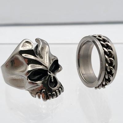 Stainless Steel Biker Rings - Skull, Spinner