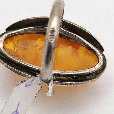 Amber Necklace, 925 Amber Ring + Bonus Amber Stretch Bracelet