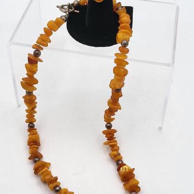 Amber Necklace, 925 Amber Ring + Bonus Amber Stretch Bracelet
