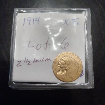 1914 2 1/2 dollar gold coin