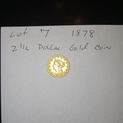 1878 2 1/2 dollar gold coin