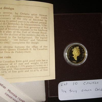 1992 1/4 troy ounce gold coin