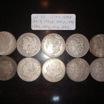 10 Morgan Silver Dollars